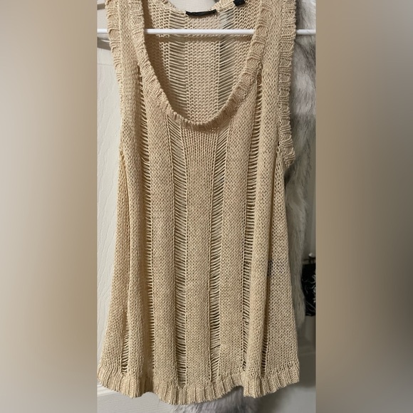 Cyrus Crochet Mesh Knit Vest Tank Bathing Suit Cover - Picture 1 of 15